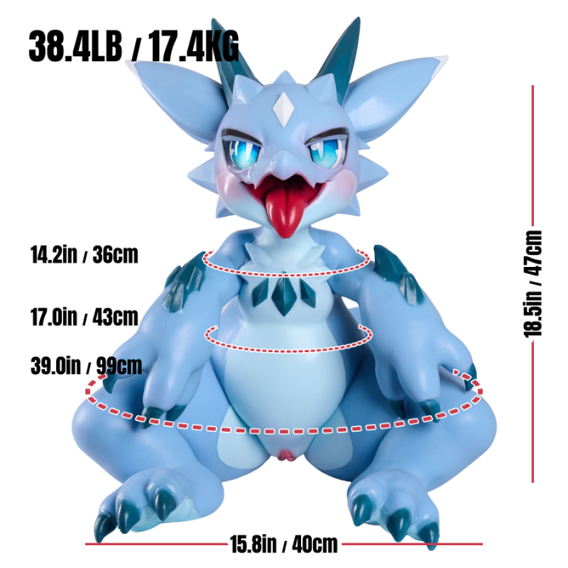 MSCFUN Crystchu: 17.4kg Giant Full Body Furry Sex Toy Ice Dragon Pokemon Sex Doll with Internal Skeleton MSCFUN