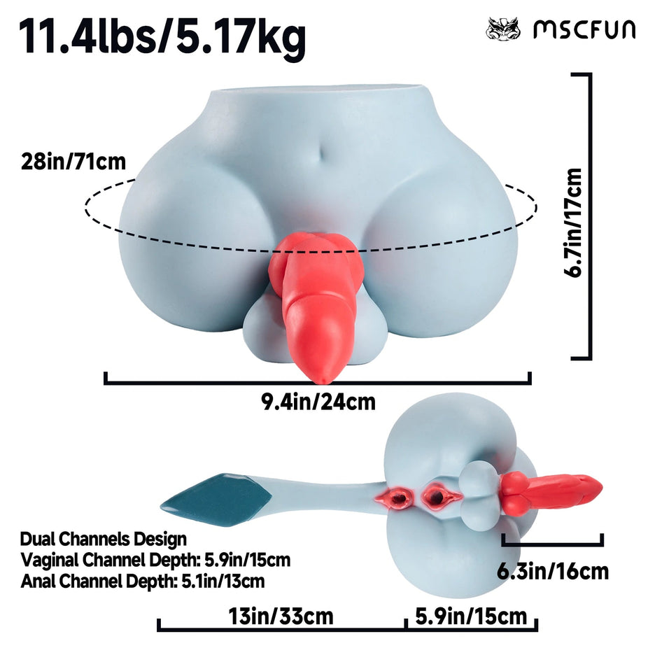 MSCFUN Crya: 5.5kg Ice Fantasy Futa Torso Butt Masturbator Furry Sex Toy Fantasy Sex Doll Butt MSCFUN